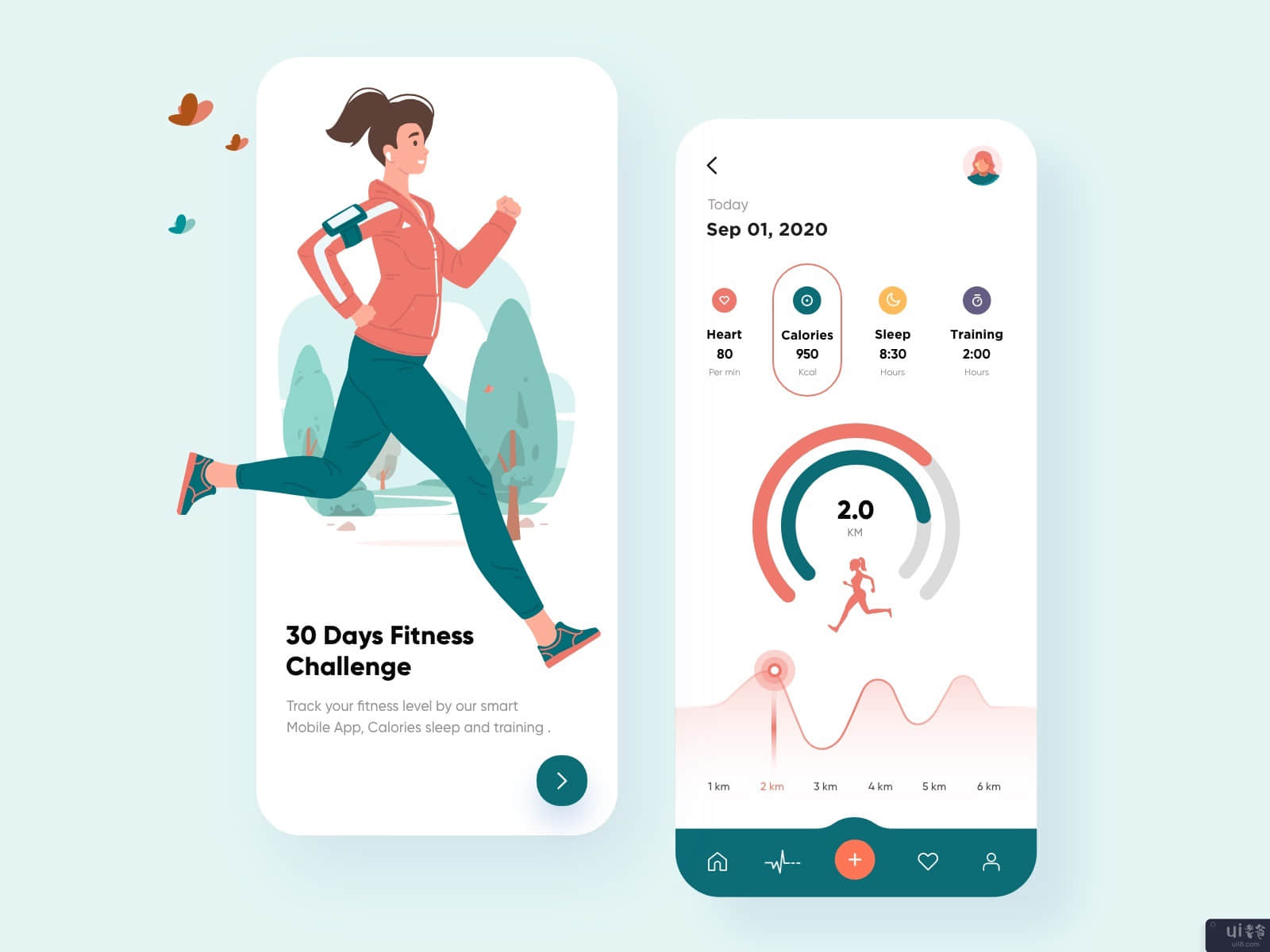 健身移动应用UX-UI设计(Fitness Mobile App UX-UI Design)插图