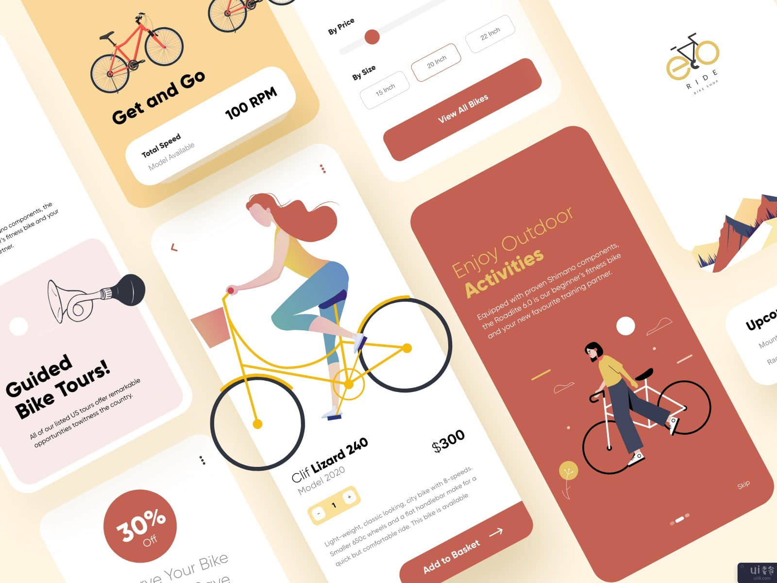 自行车移动应用UI设计(Cycling Mobile App UI Design)插图