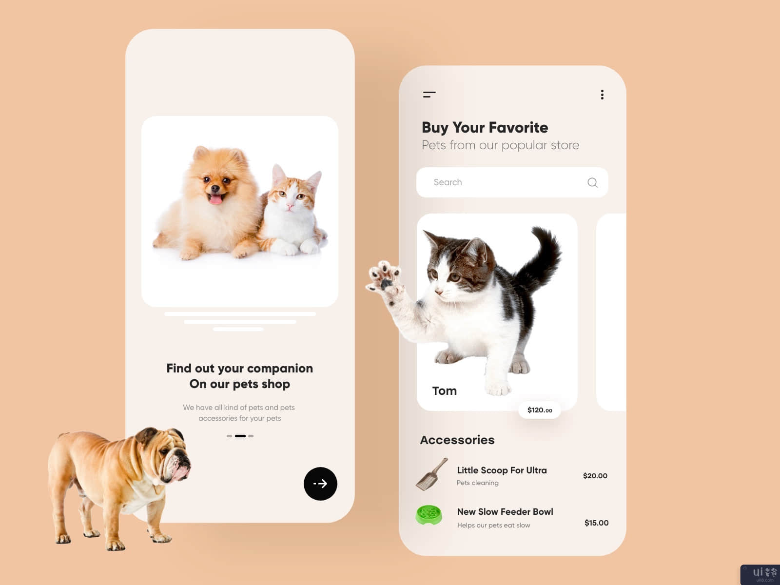 宠物移动应用程序设计(Pets Mobile App Design)插图