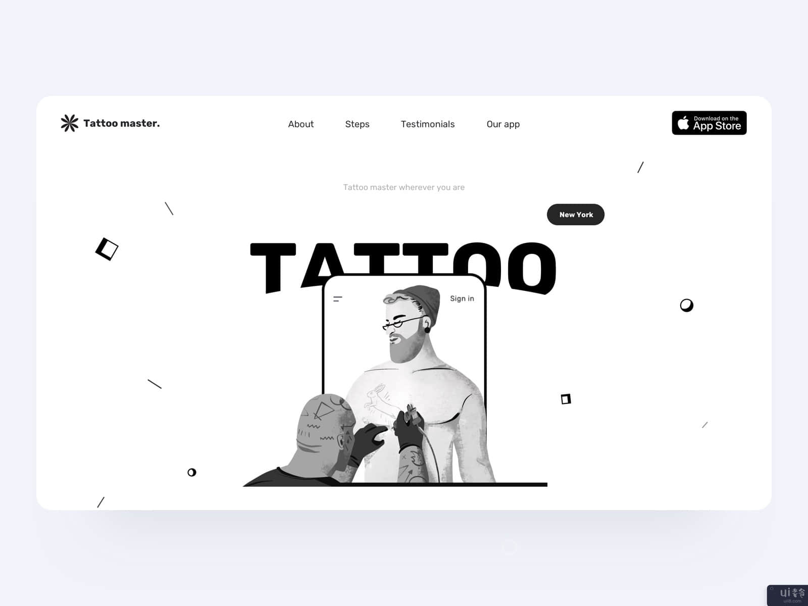 纹身艺术家网站登陆页设计互动(Tattoo Artist website landing page design interaction)插图2