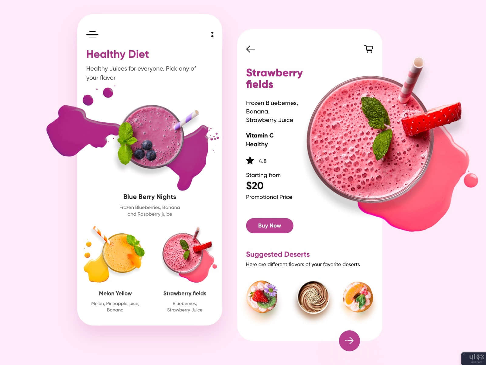 甜品店移动应用-UX/UI设计(Dessert Restaurant Mobile app-UX/UI Design)插图1