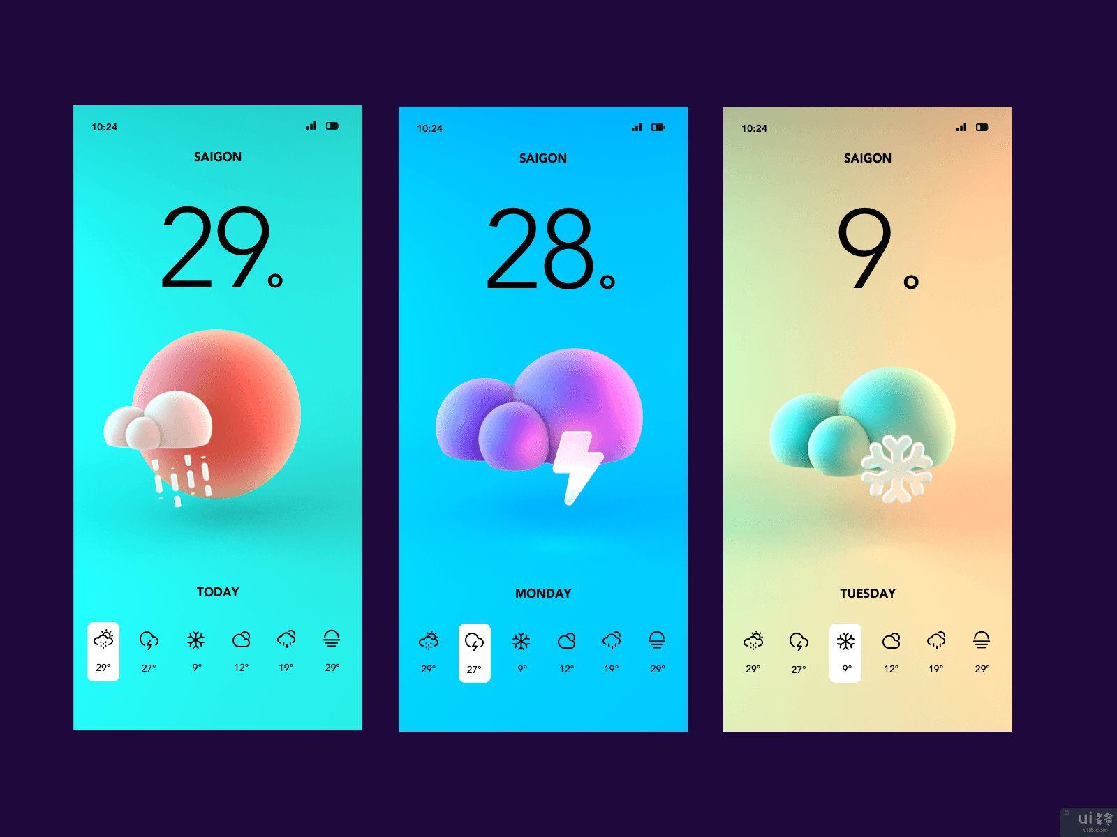 天气应用程序的视觉概念(Weather App Visual Concept)插图3
