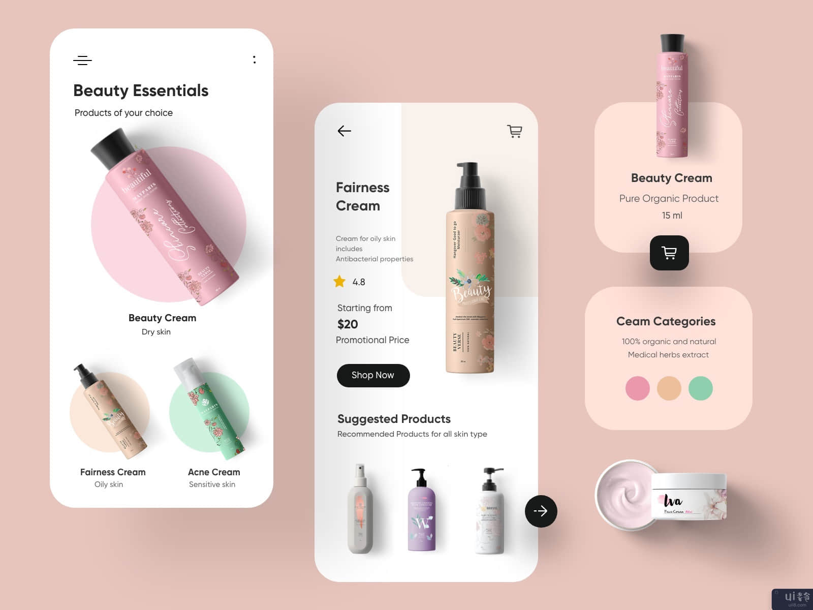 有机美容产品移动应用-UX/UI设计(Organic Beauty products Mobile Application-UX/UI Design)插图
