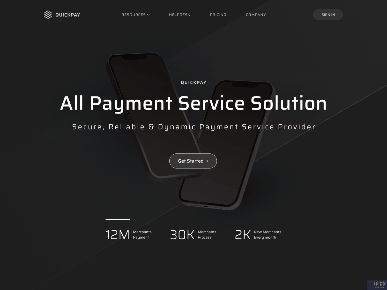 Quickpay.net支付服务解决方案 - 网站重新设计概念(Quickpay.net Payment Service Solution - Website Redesign Concept)插图1