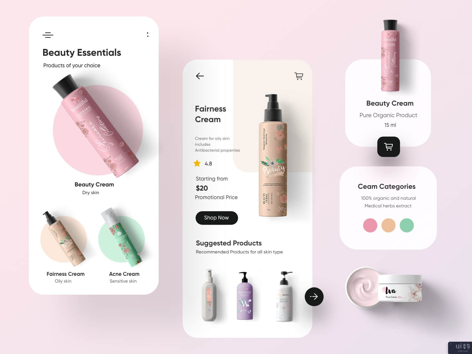 有机美容产品移动应用-UX/UI设计(Organic Beauty products Mobile Application-UX/UI Design)插图2
