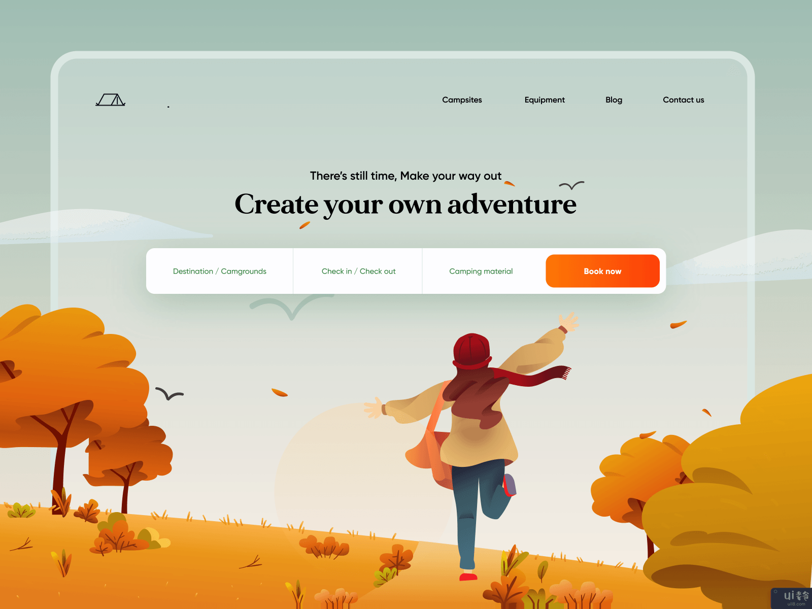 秋季露营登陆页(Autumn Camping Landing Page)插图