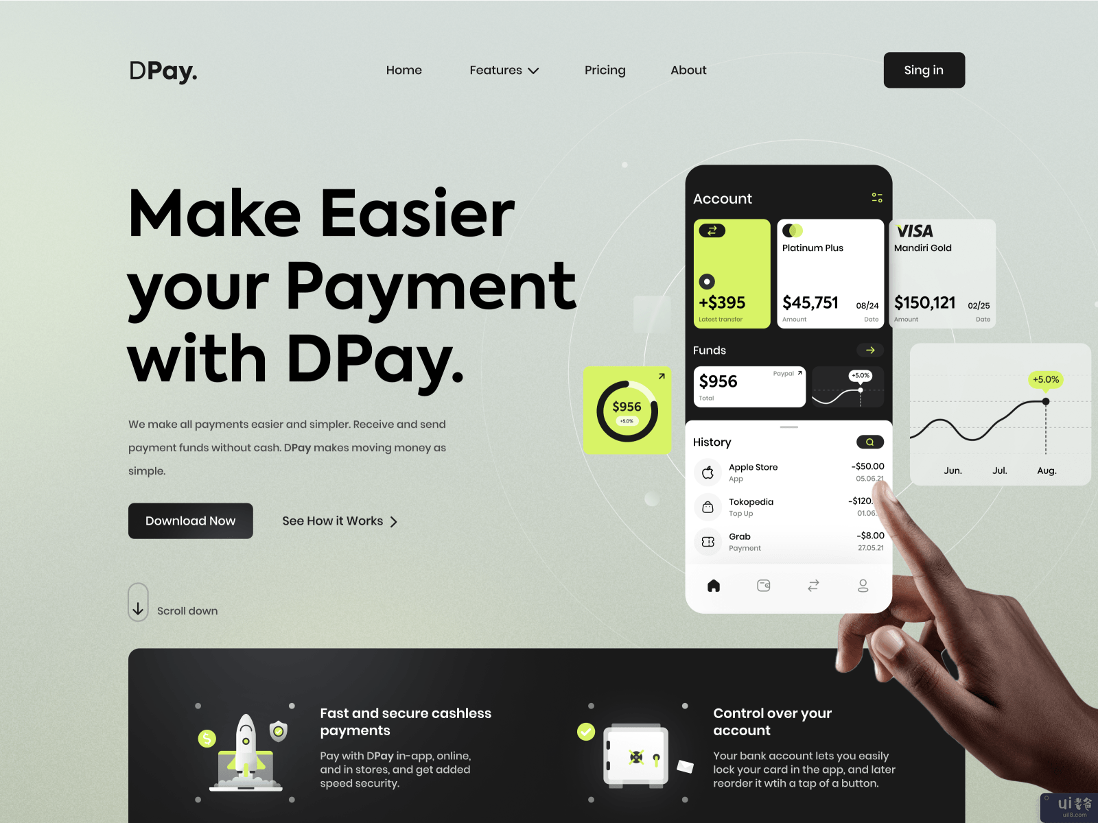 DPay.: 数字银行主页动画(DPay. : Digital Bank Home Page Animations)插图1