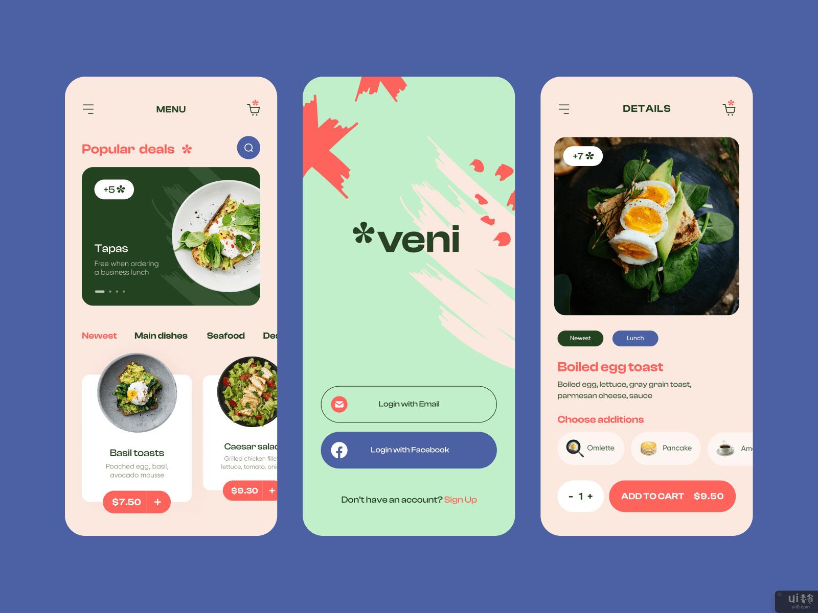 Veni - 食品配送的移动应用设计。(Veni - Mobile App Design for Food Delivery.)插图
