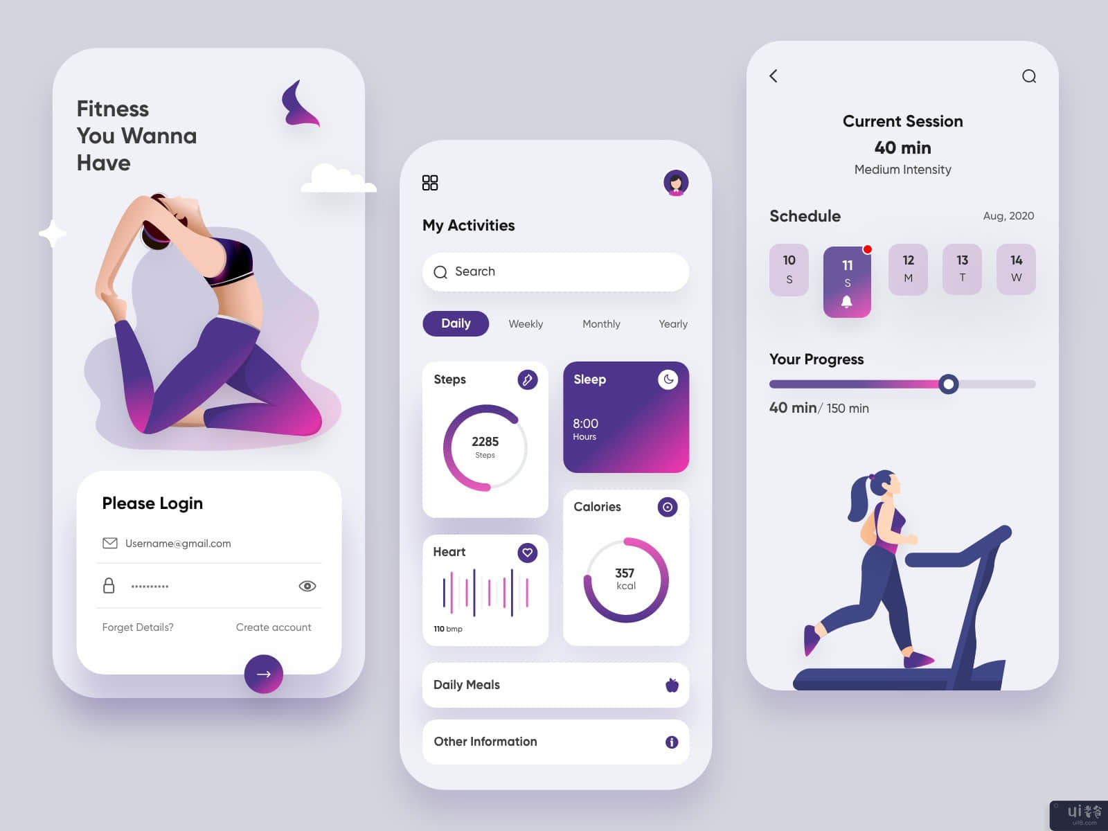 健身移动应用-UX/UI设计(Fitness Mobile Application-UX/UI Design)插图