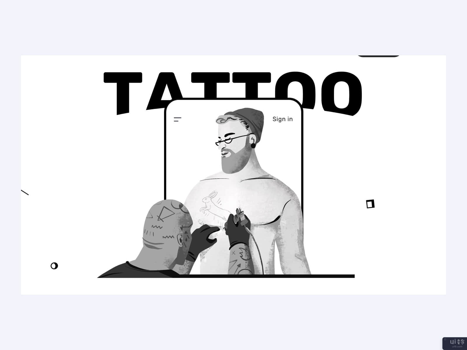 纹身艺术家网站登陆页设计互动(Tattoo Artist website landing page design interaction)插图4