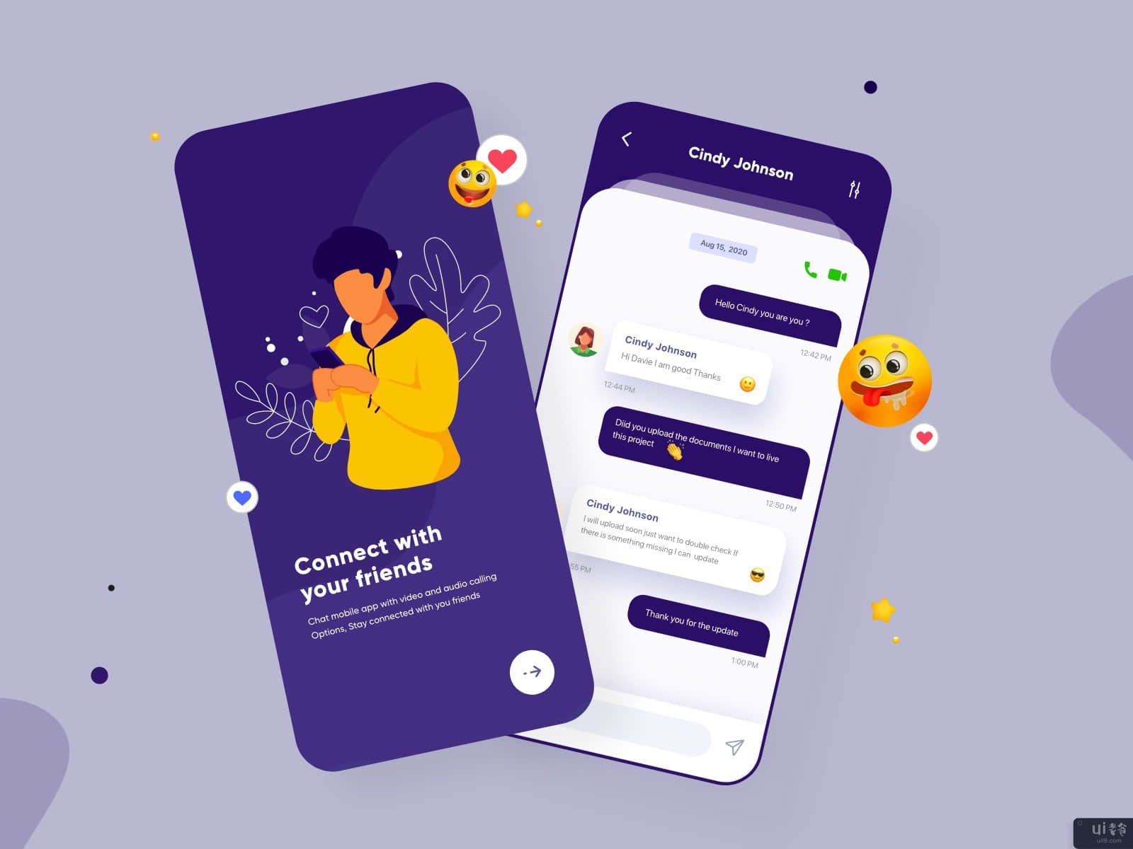 聊天移动应用UI设计(Chat Mobile App UI Design)插图