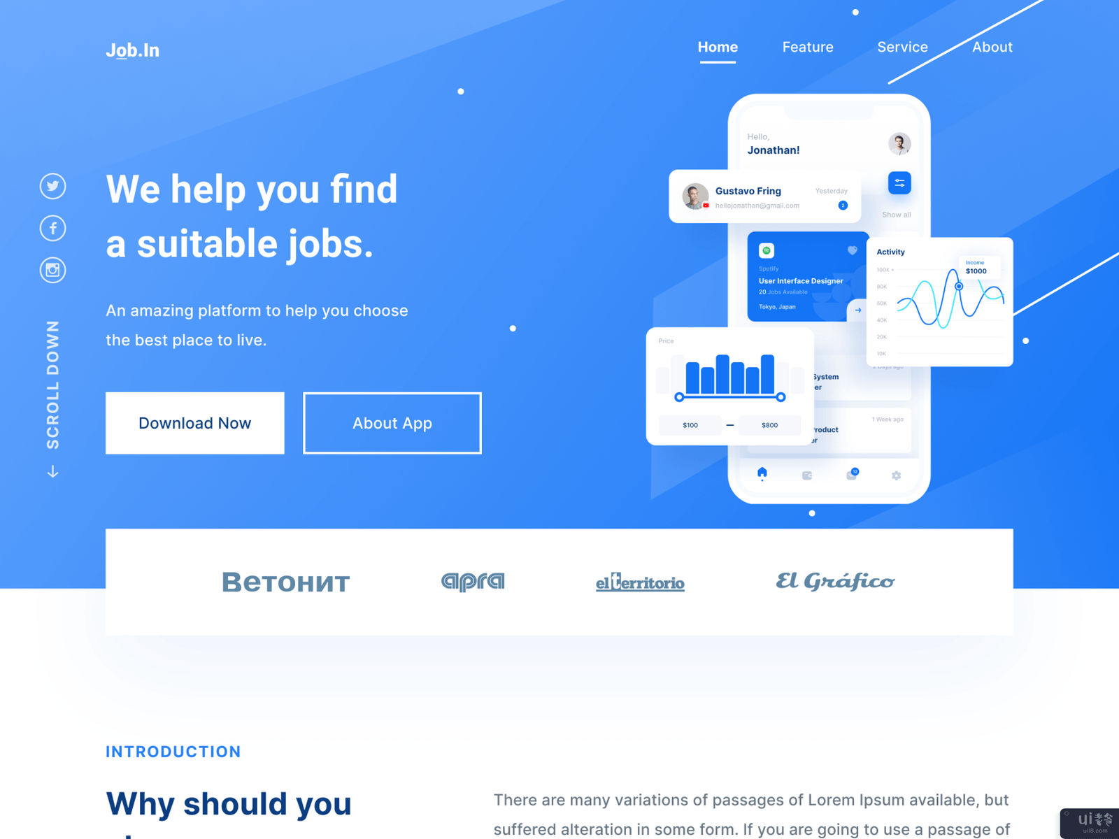 工作搜索器 - 登陆页面(Job Finder - Landing Page)插图1