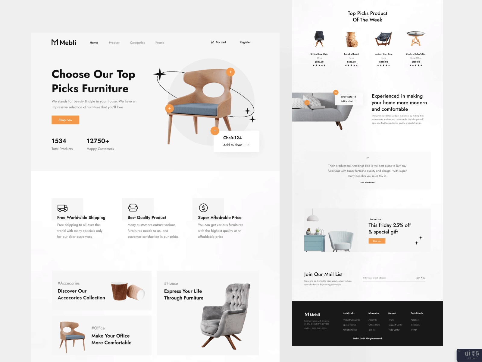 Mebli - 家具店登陆页面(Mebli - Furniture Store Landing Page)插图