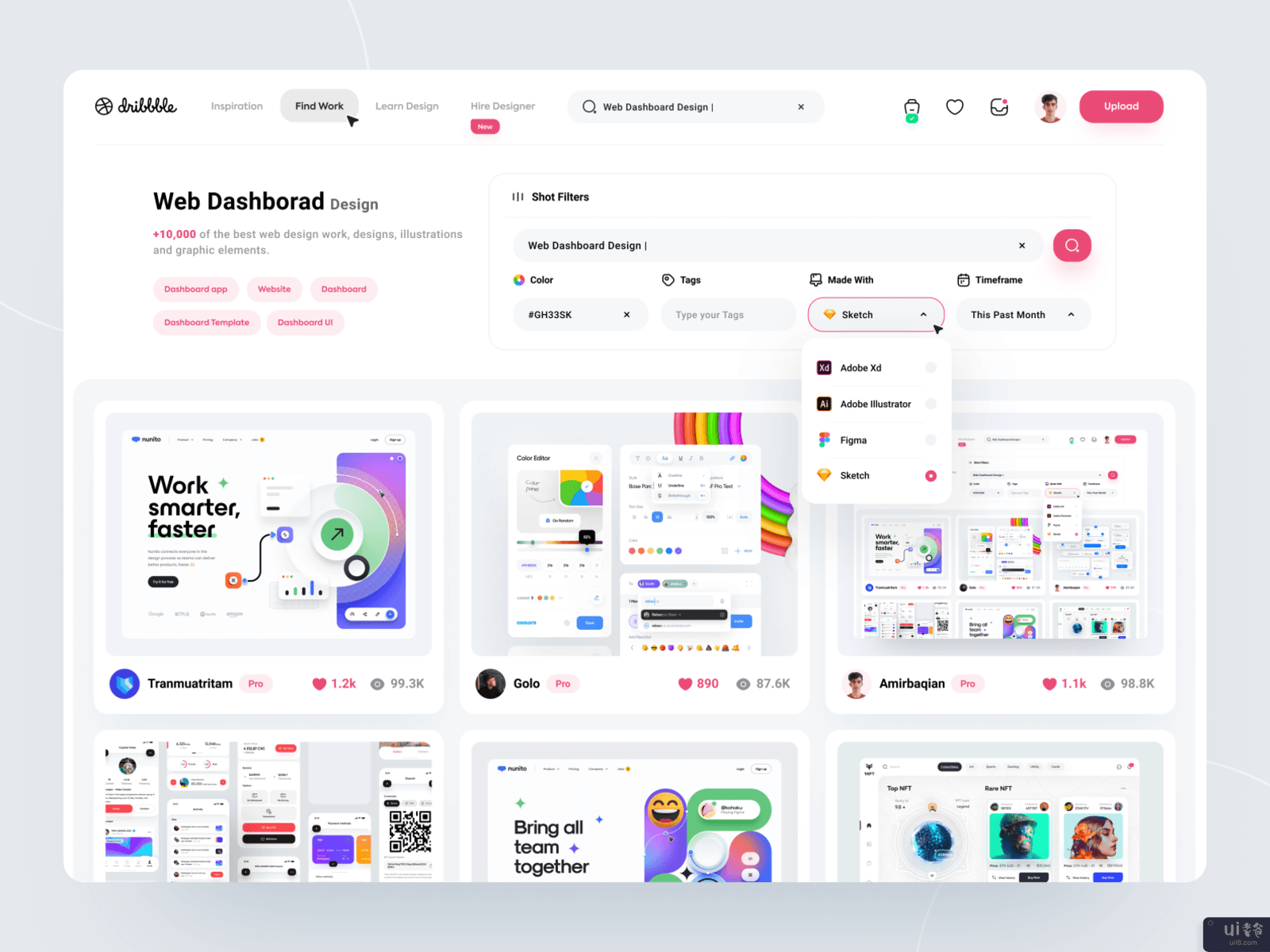 Dribbble重新设计 - 搜索页面(Dribbble Redesign - Search Page)插图1