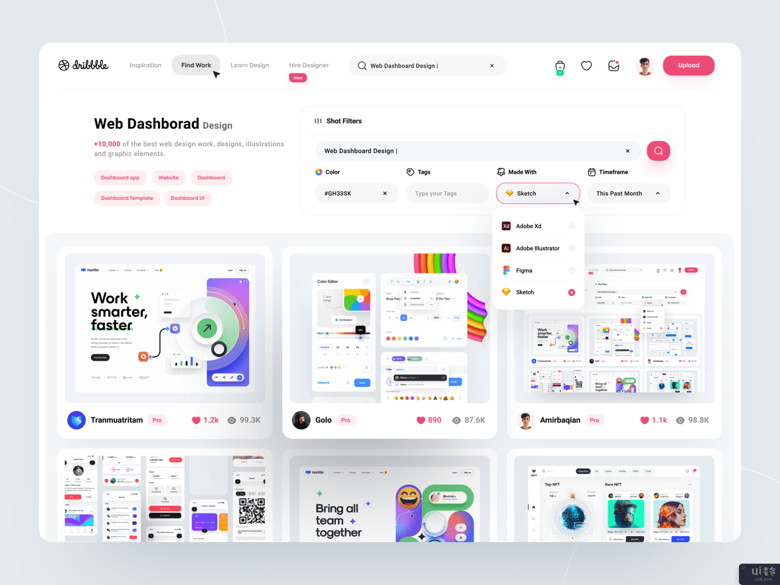 Dribbble重新设计 - 搜索页面(Dribbble Redesign - Search Page)插图