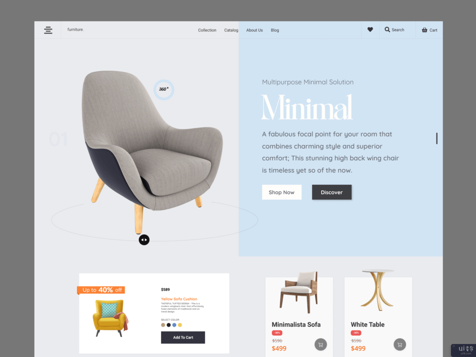 现代家具网站Ui(Modern Furniture Web Ui)插图