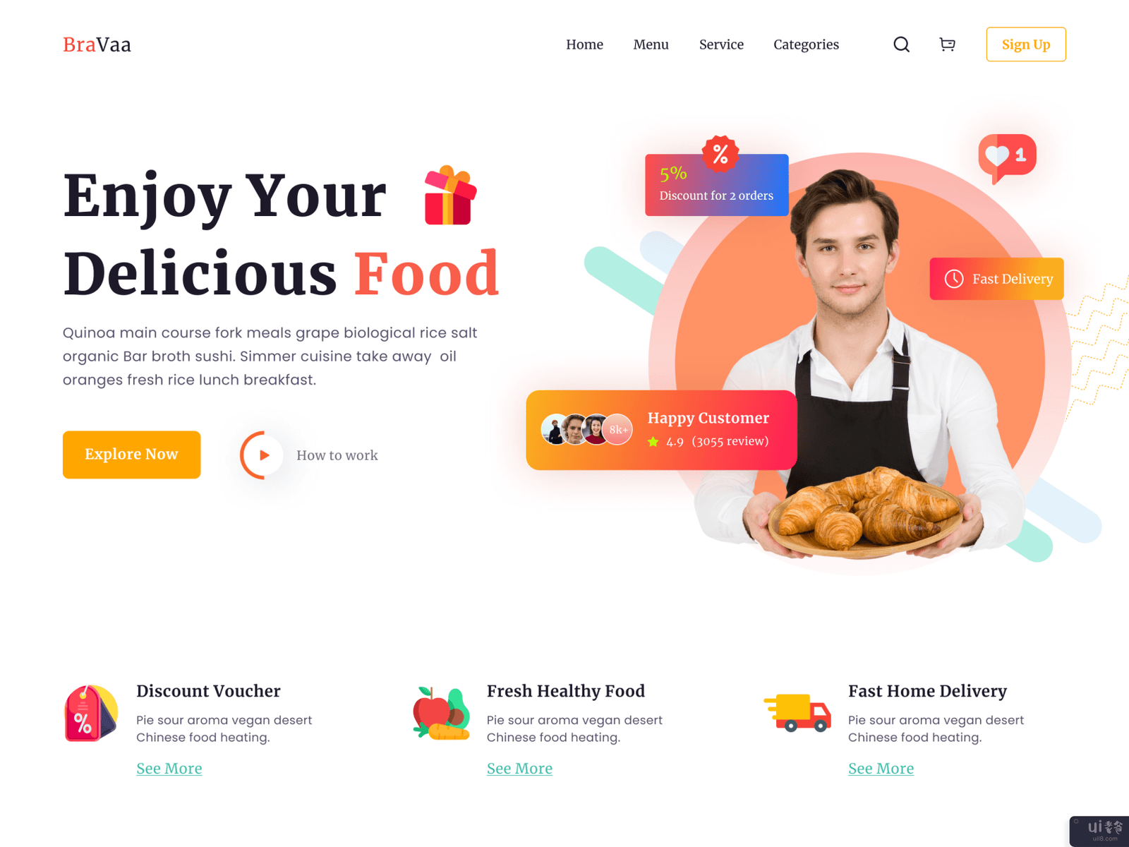食品网站设计(Food Website Design)插图1