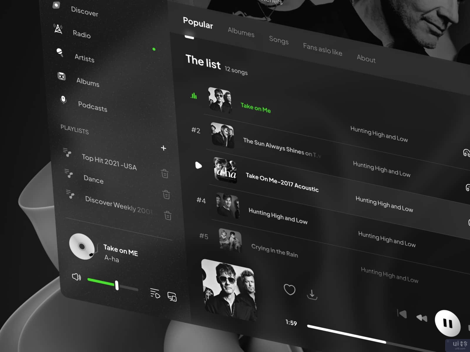Spotify重新设计--黑暗版 ??(Spotify Redesign - Dark Version ??)插图3