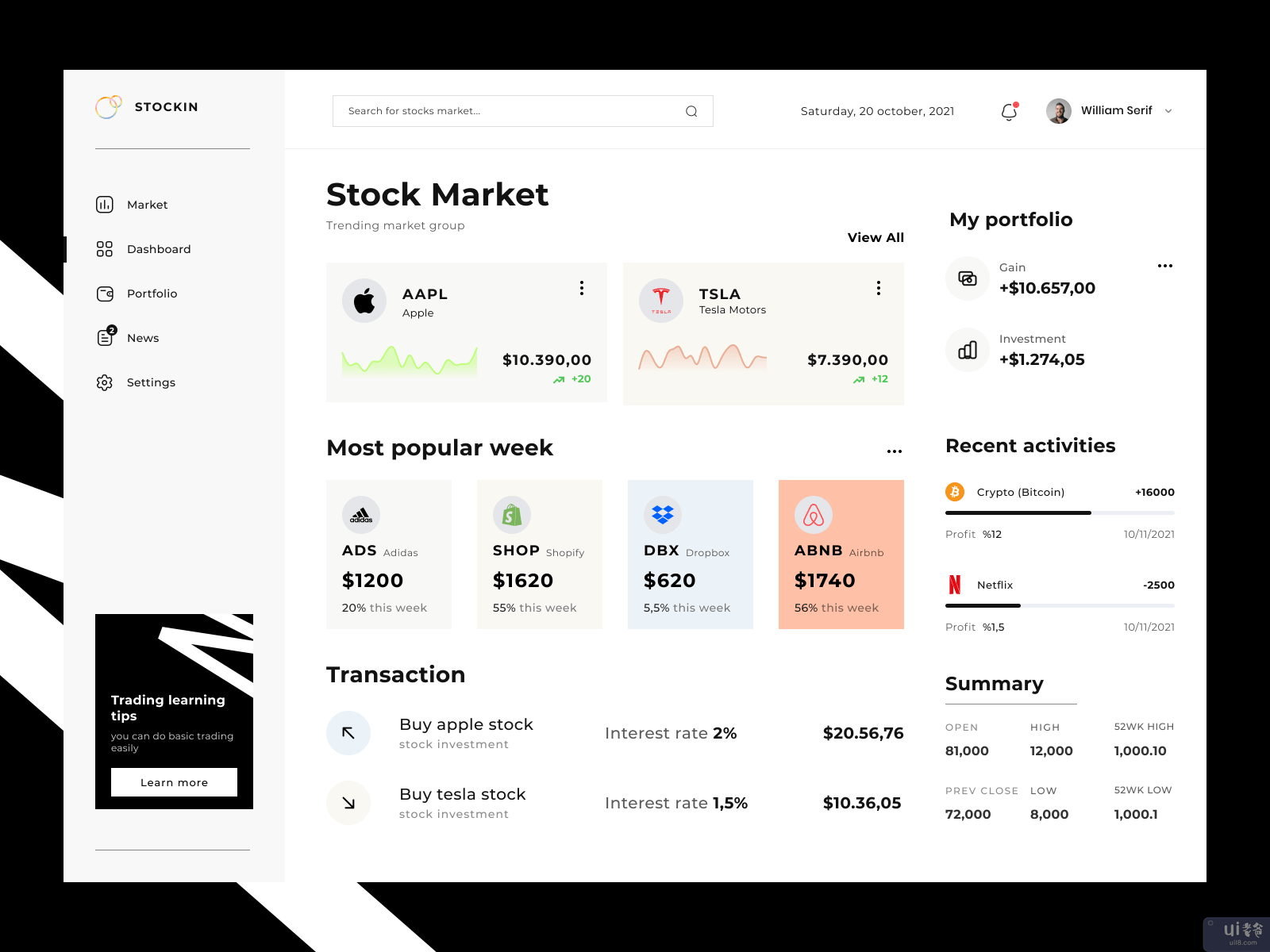 STOCKIN - 股票投资仪表板(STOCKIN - Stock Investment Dashboard)插图