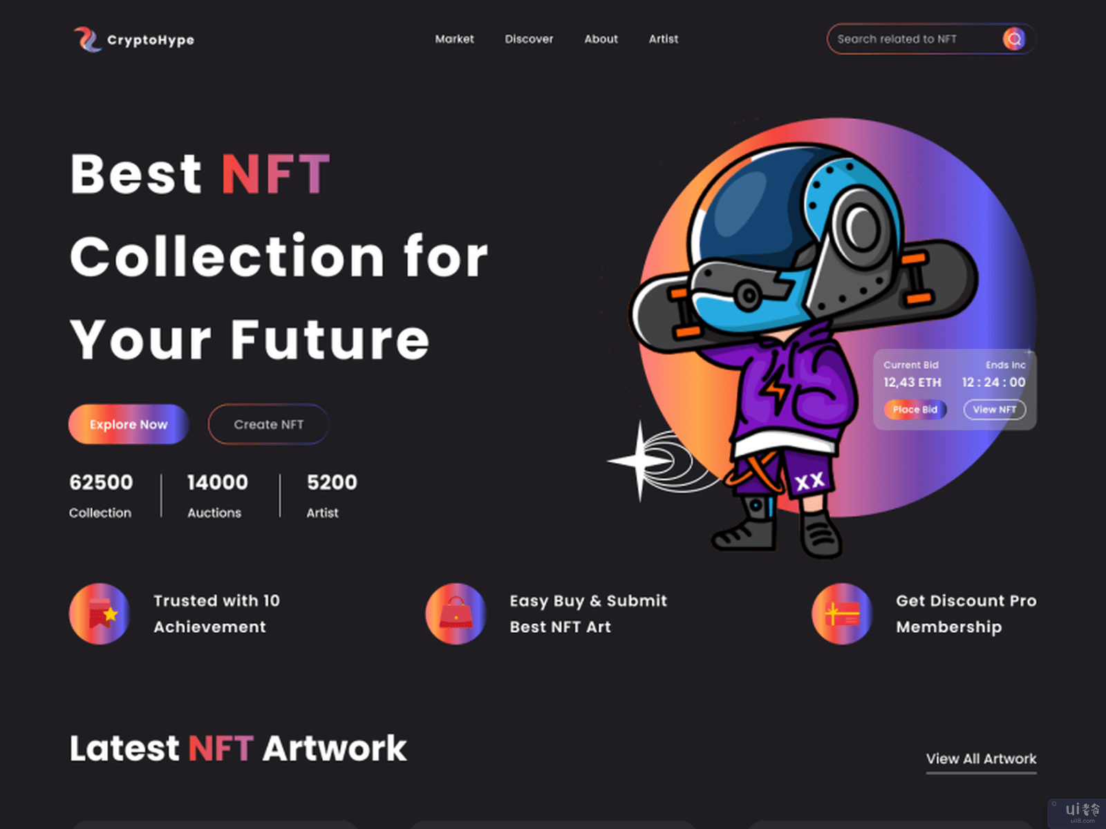 NFT Marketplace - 登陆页面动画(NFT Marketplace - Landing Page Animation)插图1