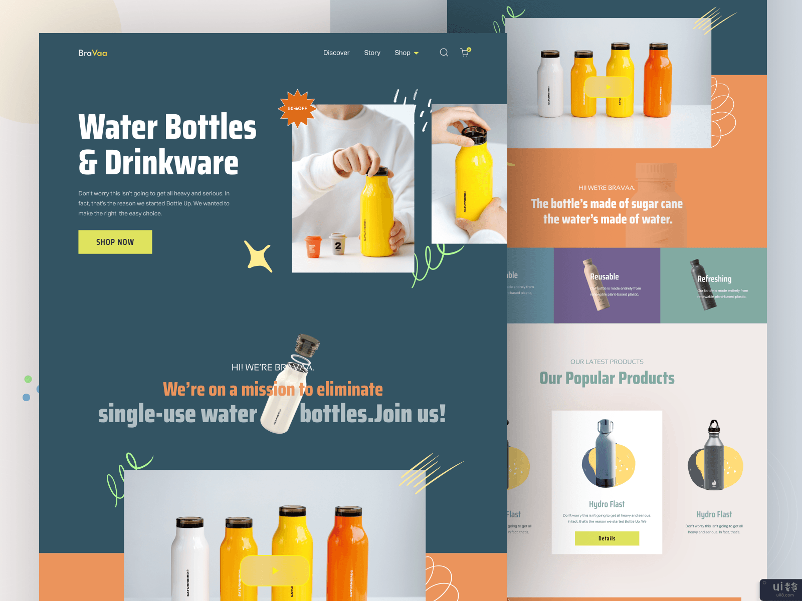 水瓶登陆页(Water Bottle Landing Page)插图
