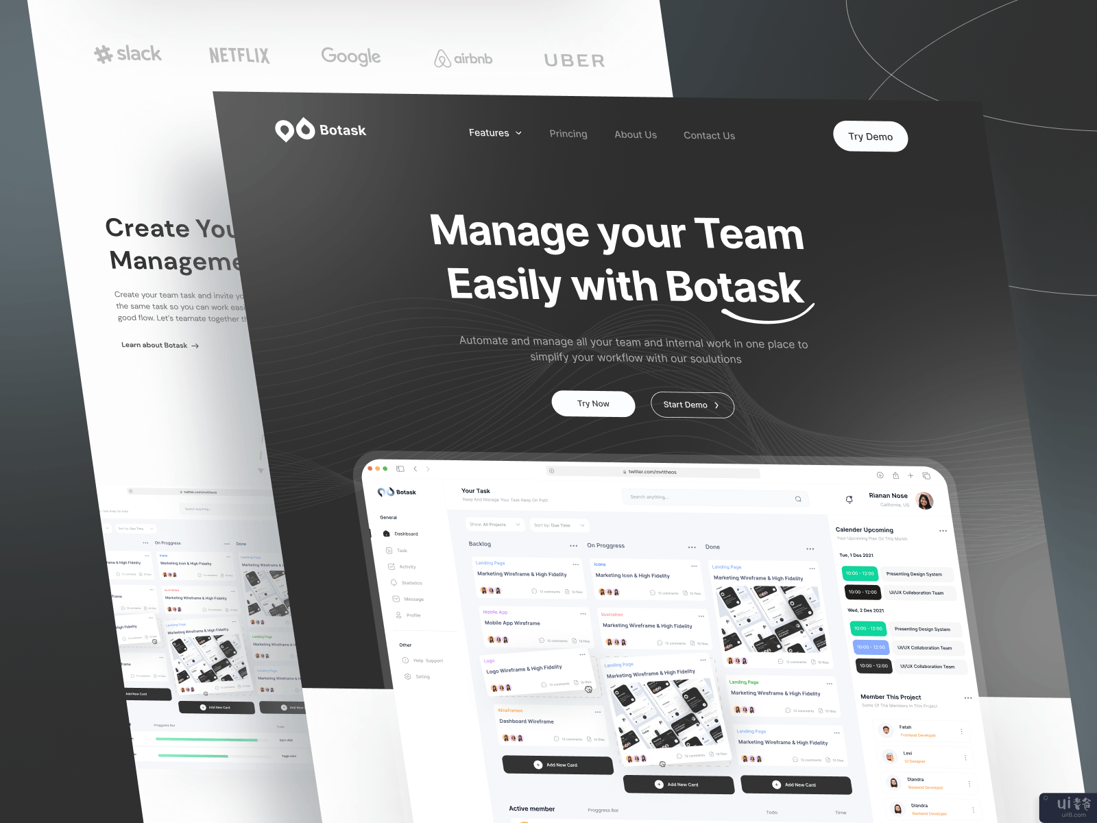 Botask任务管理仪表板概念 ?(Botask Task Management Dashboard Concept ?)插图1