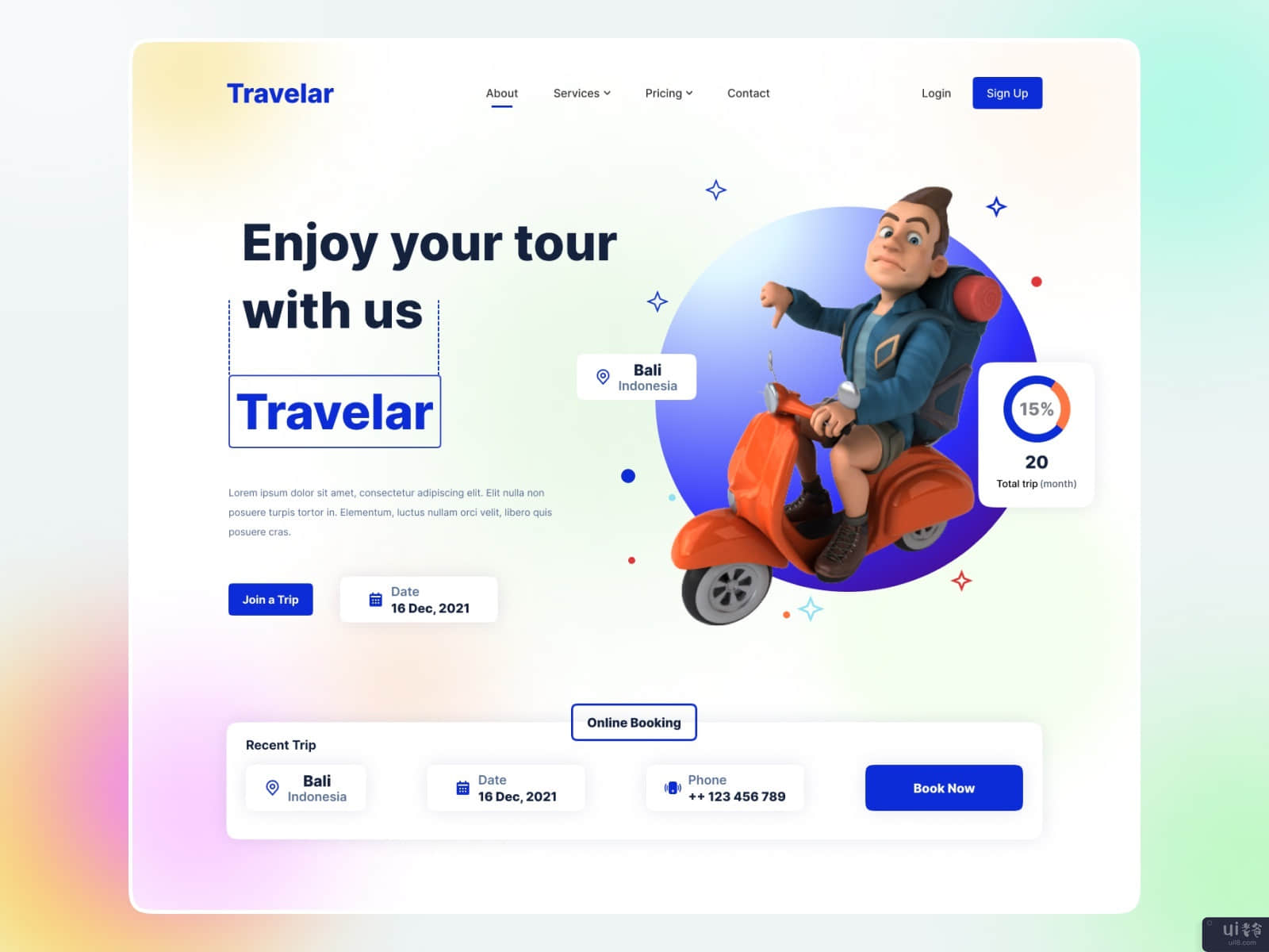 Travelar - 旅行社登陆页面设计(Travelar - Travel Agency Landing Page Design)插图