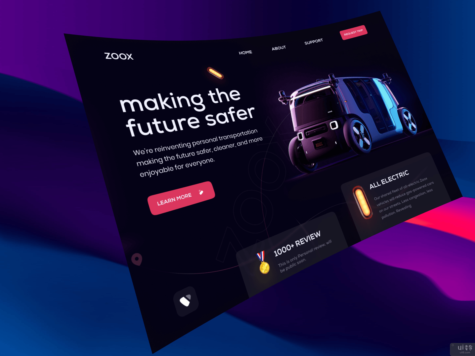 Zoox登陆页的用户界面(Zoox Landing Page UI)插图1