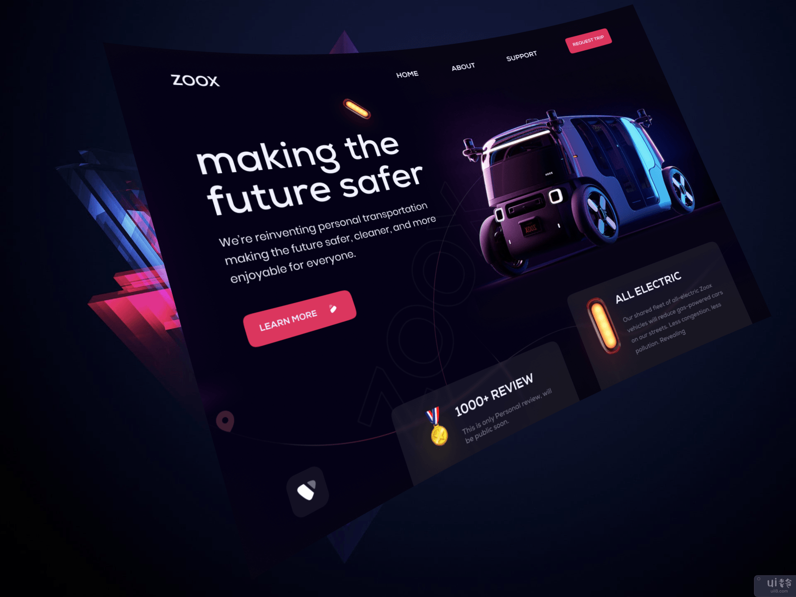 Zoox登陆页的用户界面(Zoox Landing Page UI)插图