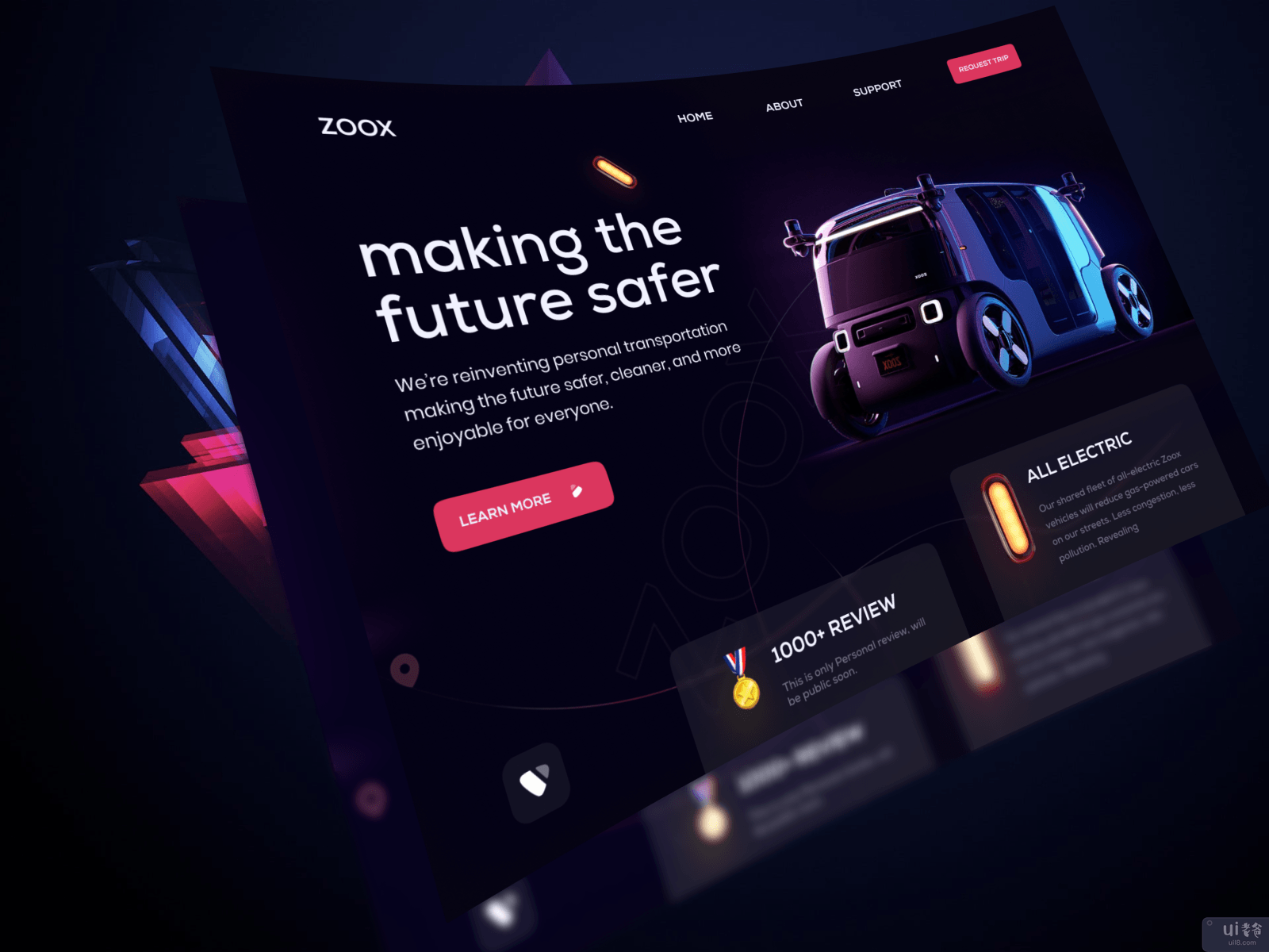 Zoox登陆页的用户界面(Zoox Landing Page UI)插图2