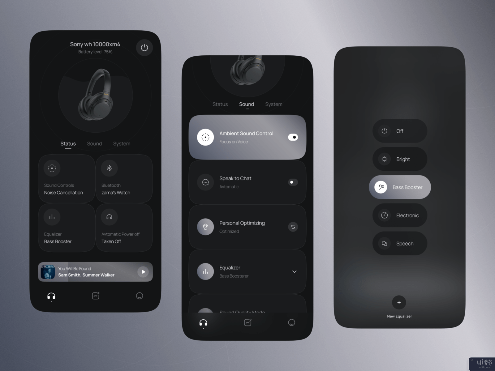 耳机应用概念--黑暗(Headphones app concept - dark)插图1