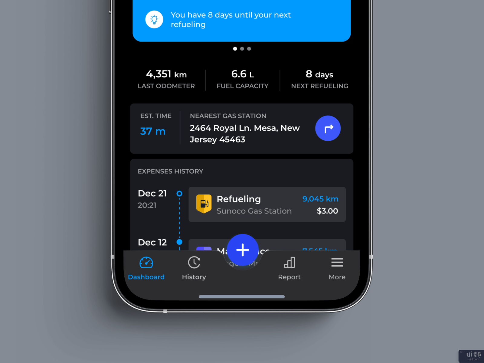 Fuelo - 燃油费用追踪器应用概念(Fuelo - Fuel Expense Tracker App Concept)插图2