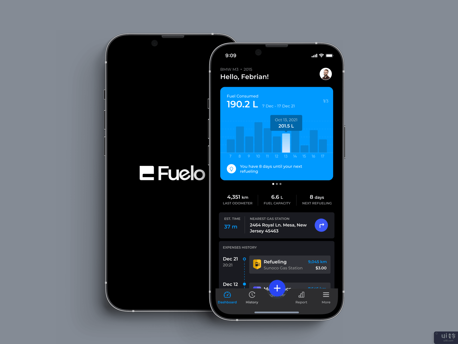 Fuelo - 燃油费用追踪器应用概念(Fuelo - Fuel Expense Tracker App Concept)插图3
