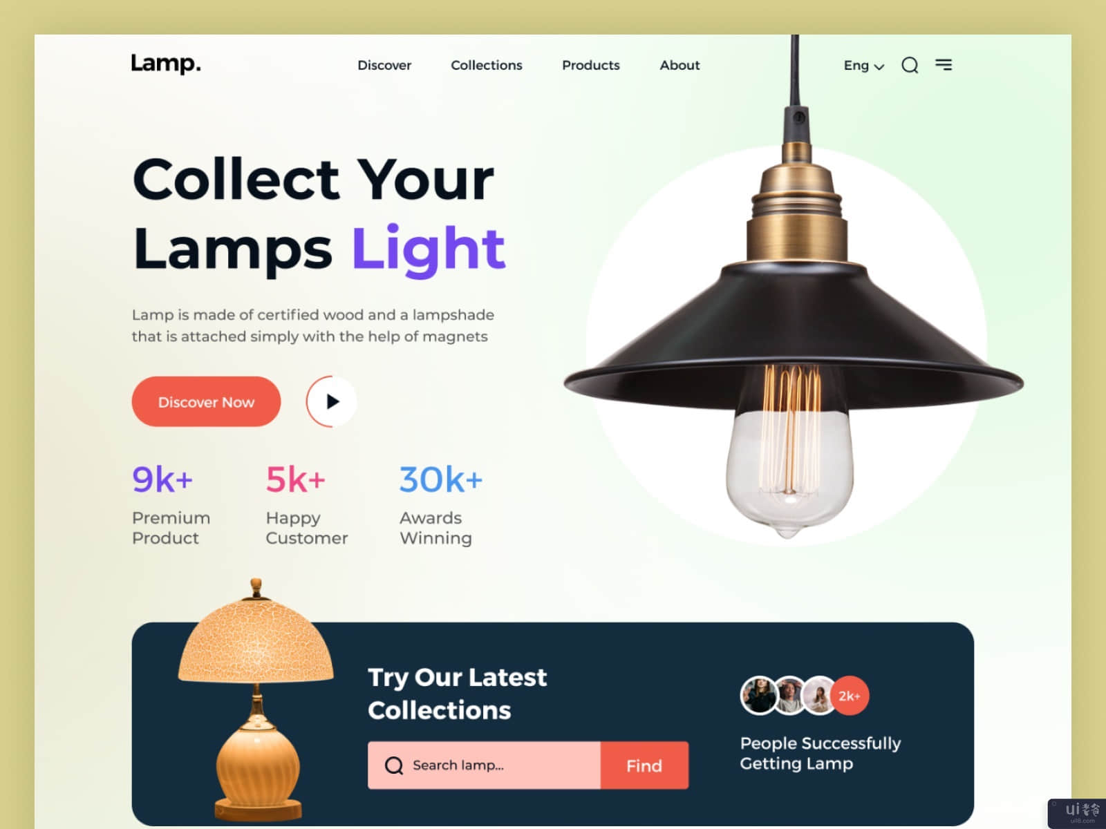 灯具产品登陆页(Lamps Product Landing Page)插图