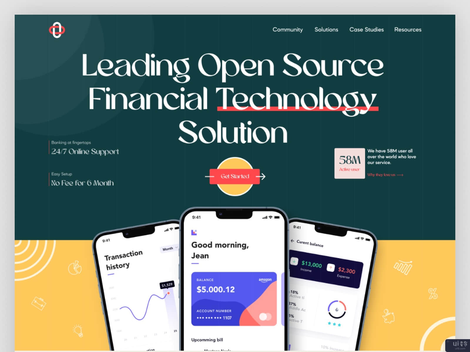 金融应用登陆页面(Finance App Landing Page)插图1