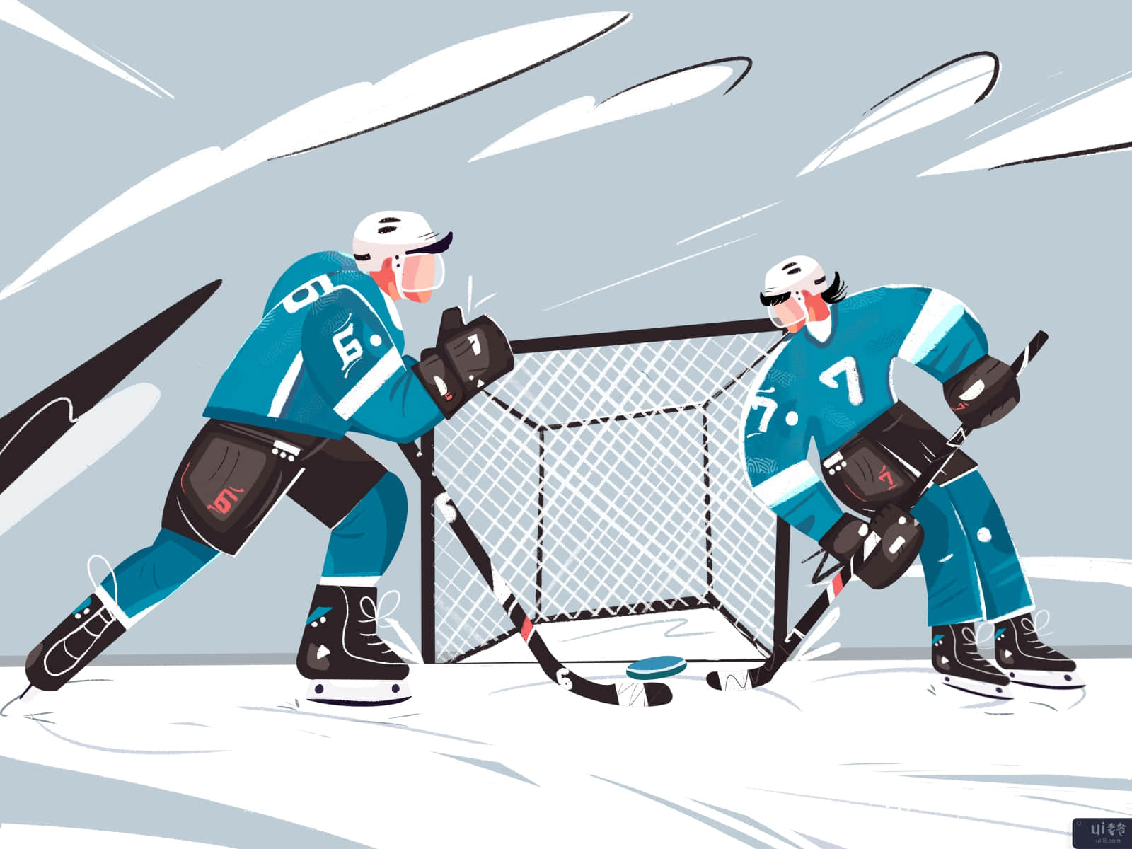 冰上曲棍球的插图。(Ice Hockey Illustration.)插图