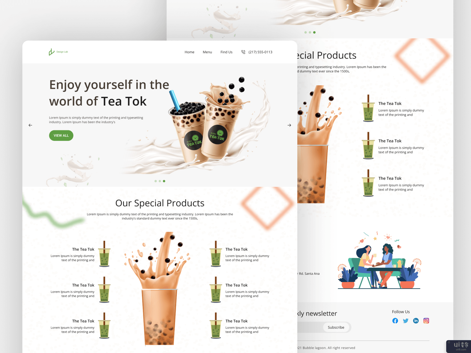 泡沫茶和饮品网站(Bubble tea and Drinking website)插图