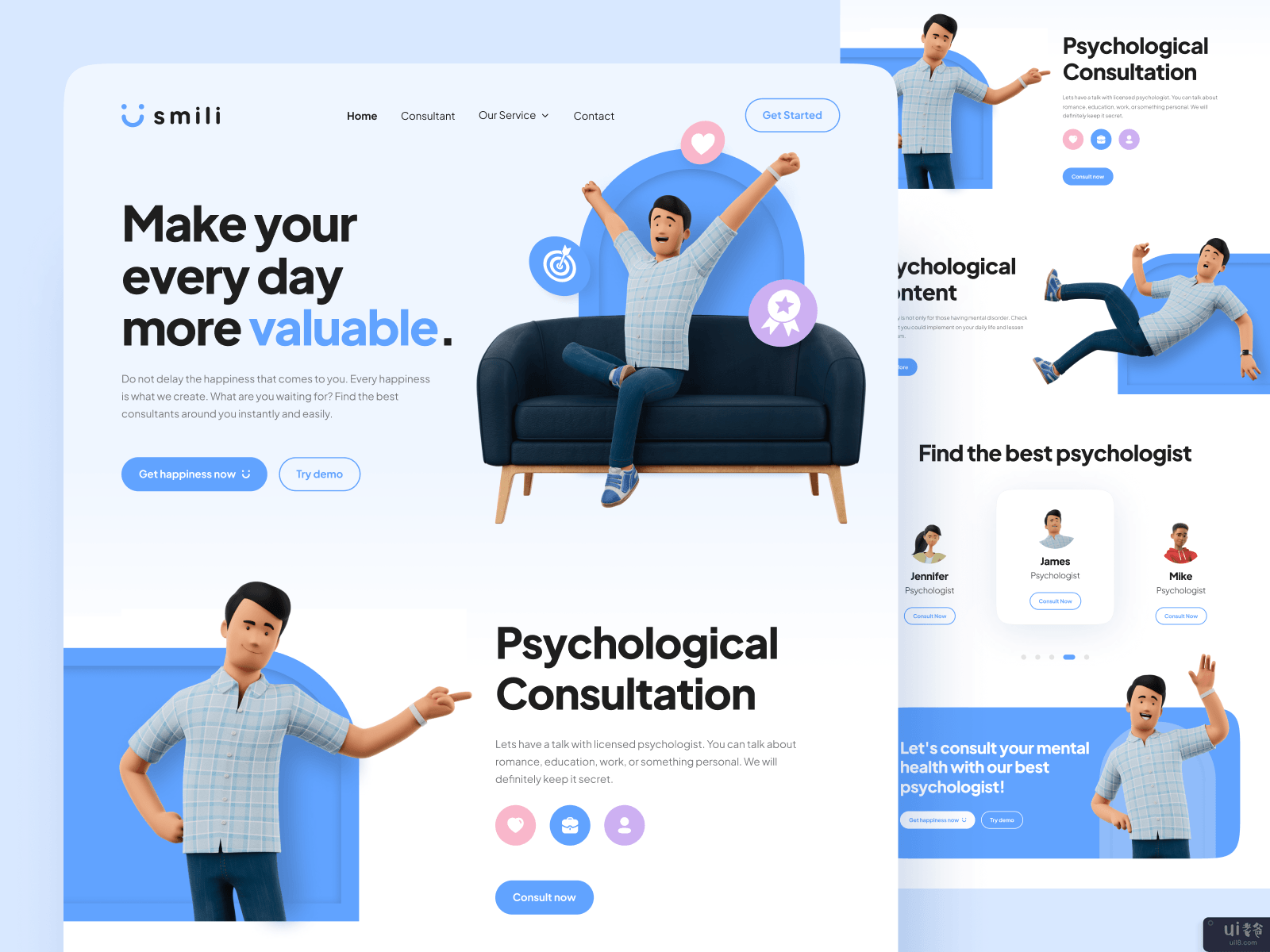 Smili - 心理健康平台网站(Smili - Mental Health Platform Website)插图