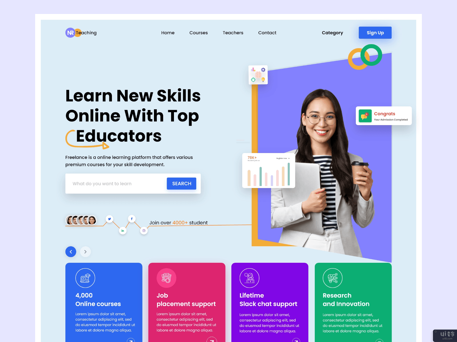 在线学习平台登陆页(Online Learning Platform Landing page)插图