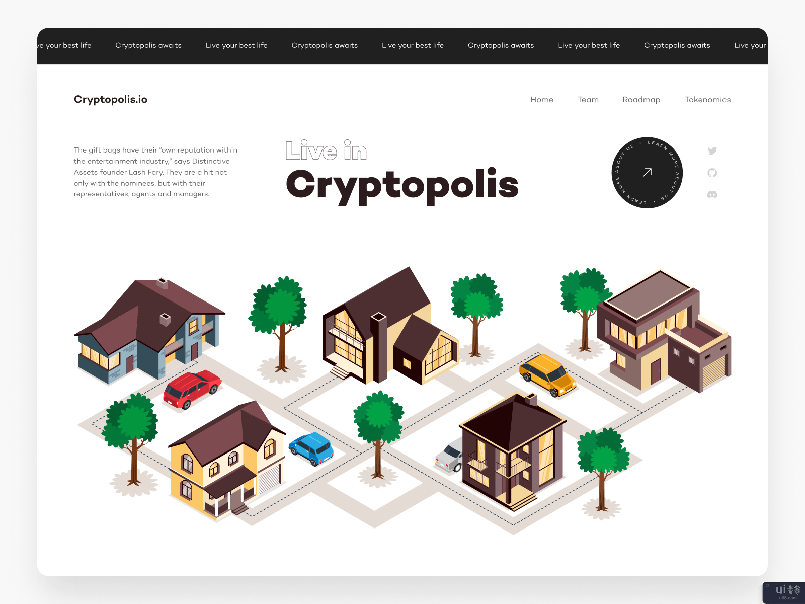 加密城--加密货币房地产登陆页英雄部分(Cryptopolis - Crypto Real Estate Landing Page Hero Section)插图
