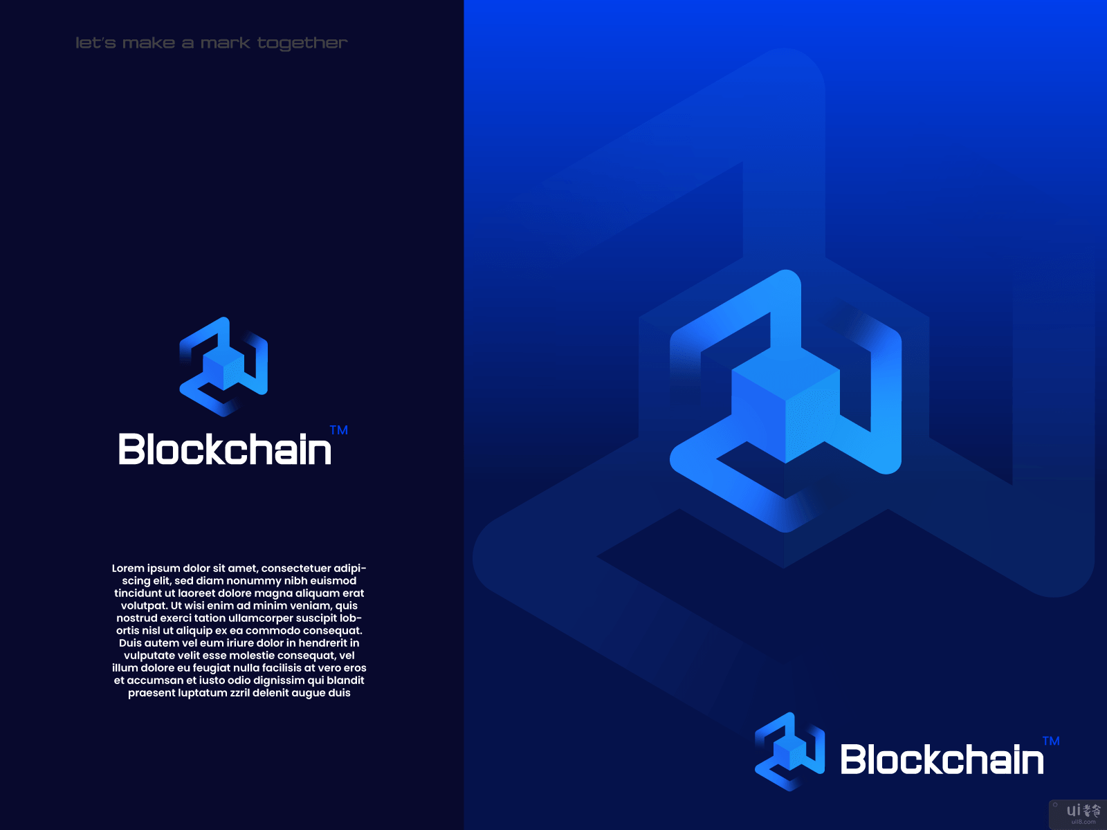 区块链标志--元数据--加密货币--标志设计(Blockchain logo - metaverse - crypto - logo design)插图