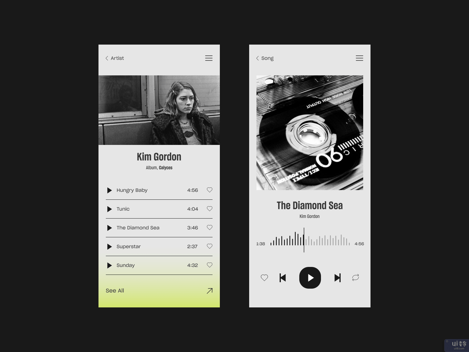 音乐应用程序的用户界面(Music App UI)插图