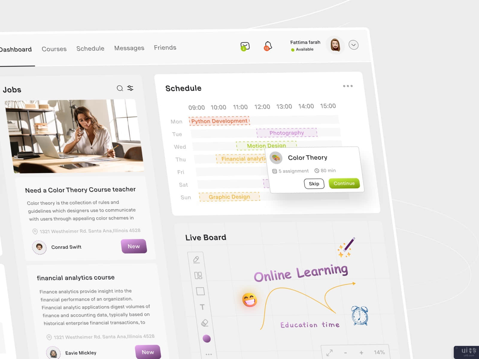 在线教育仪表板设计(Online Education Dashboard Design)插图1