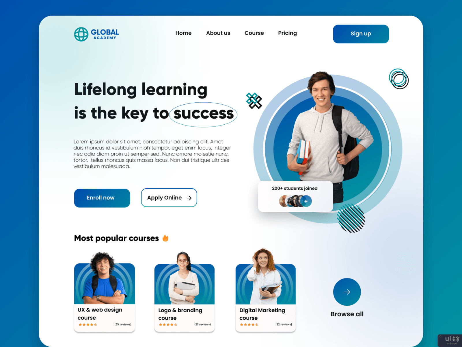 在线学习网站 | 着陆页设计(Online learning website | Landing page design)插图