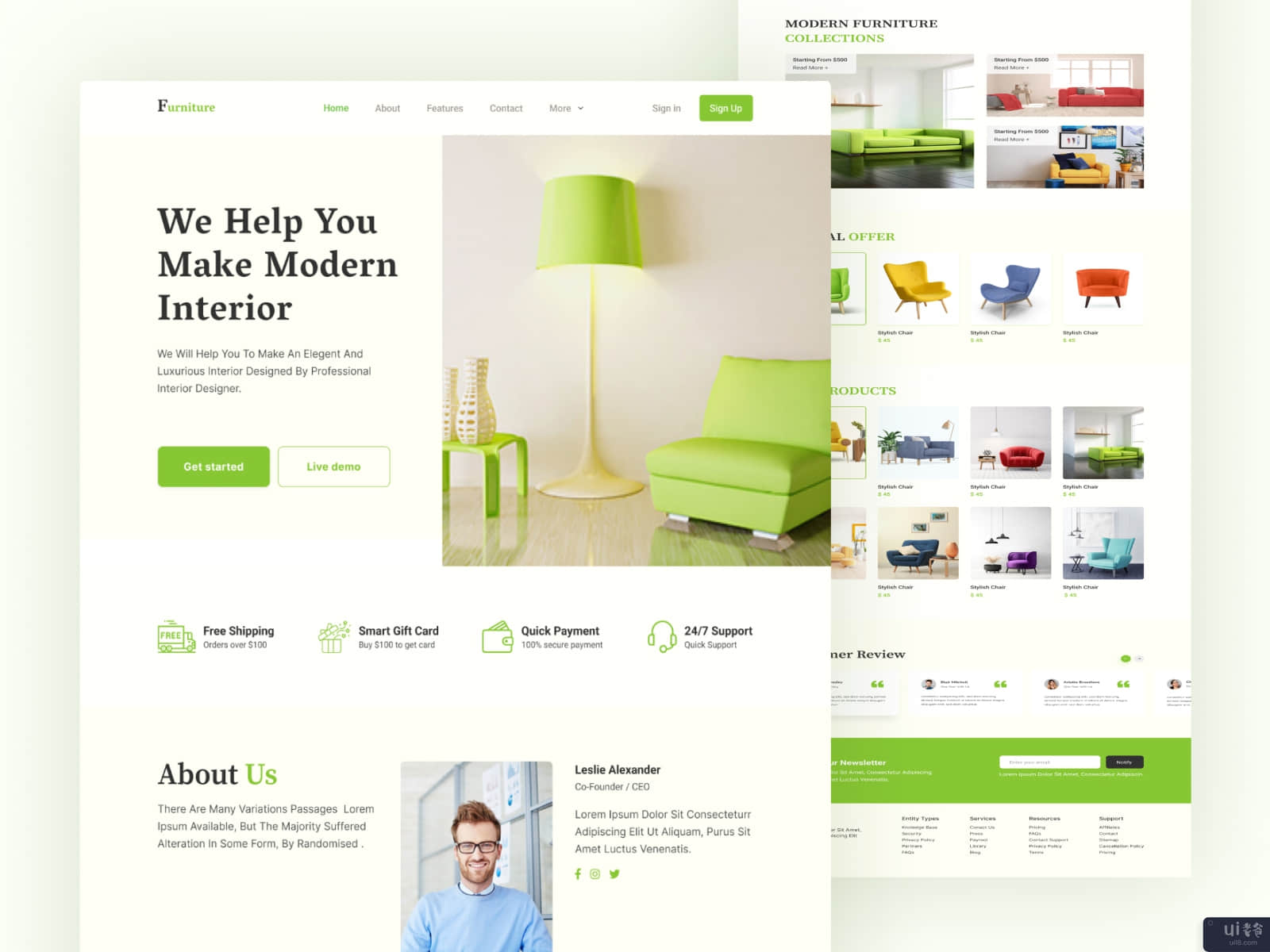 家具电子商务网站登陆页面(Furniture e-commerce Website Landing Page)插图