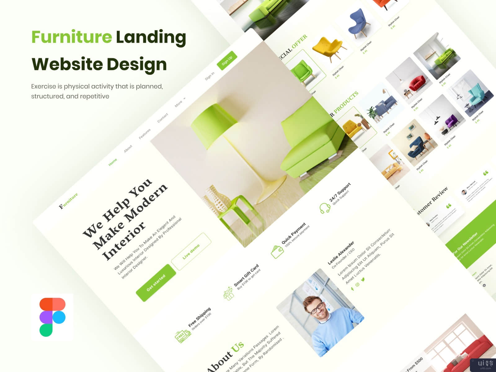 家具电子商务网站登陆页面(Furniture e-commerce Website Landing Page)插图1