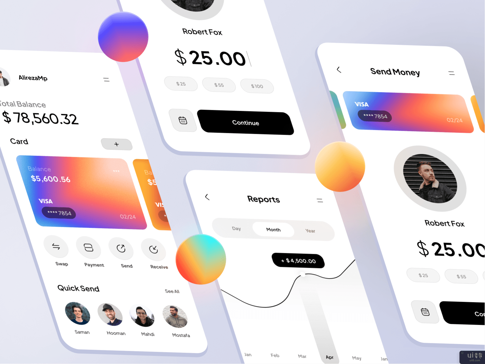 金融移动应用程序设计--光模式(Finance Mobile App Design - Light Mode)插图1