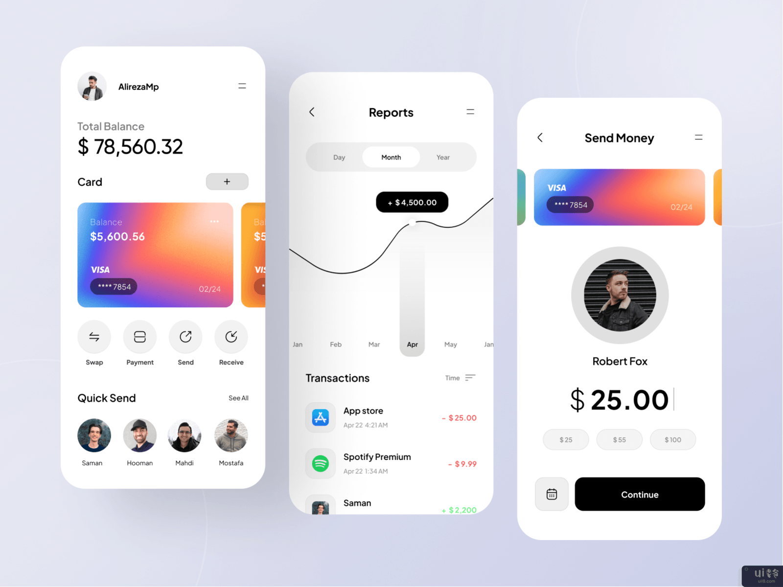 金融移动应用程序设计--光模式(Finance Mobile App Design - Light Mode)插图3