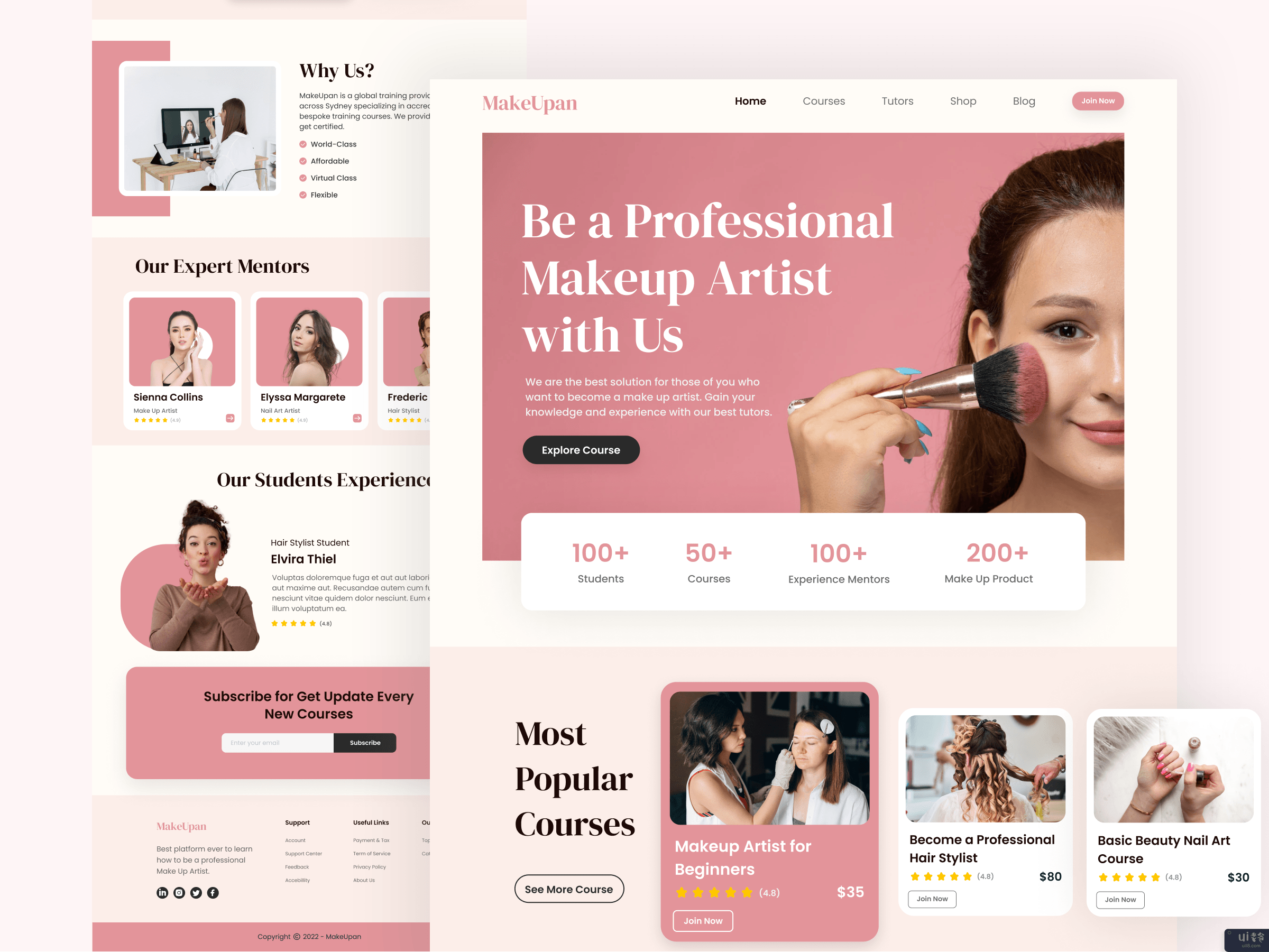 MakeUpan - 化妆班登陆页(MakeUpan - Make Up Class Landing Page)插图