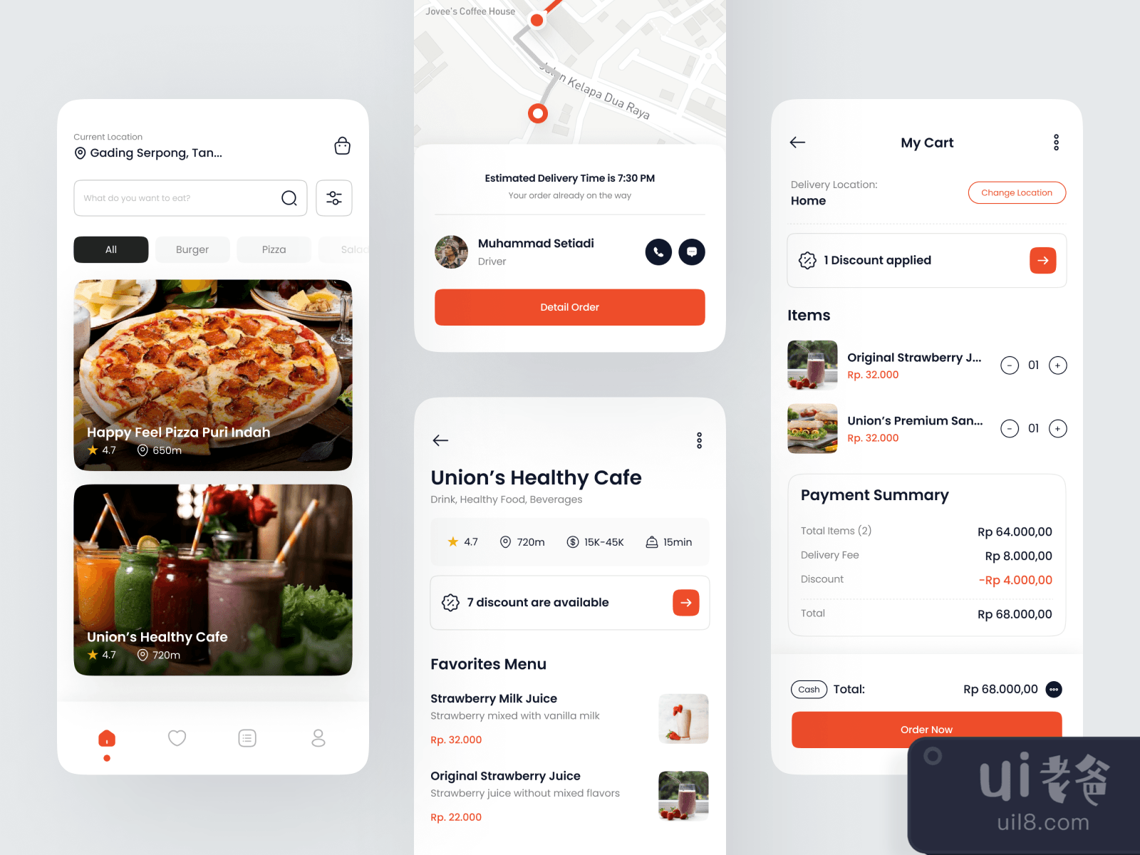 食品订购和配送移动应用概念(Food Order & Delivery Mobile App Concept)插图
